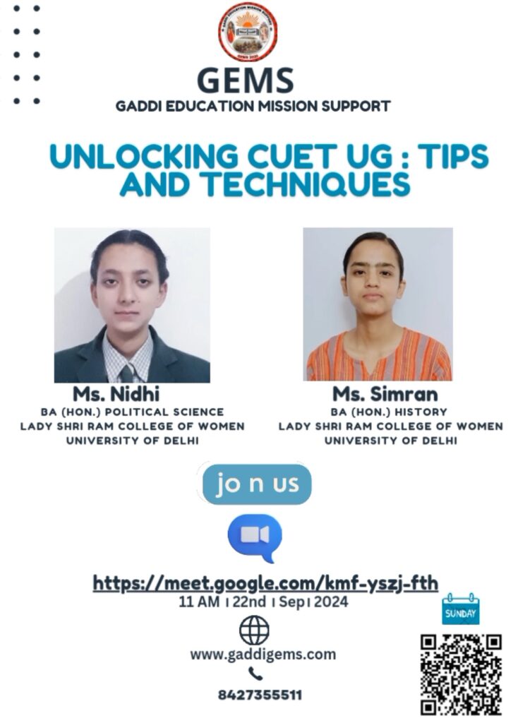 Webinar on Tips and Strategies to UNLOCK CUET UG SUCCESS!: Gaddi GEMS